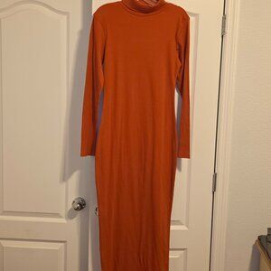 Womens stretch turtle neck maxi dress